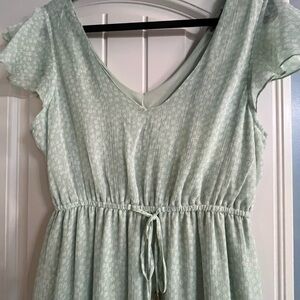 Light Green V-Neck Dress